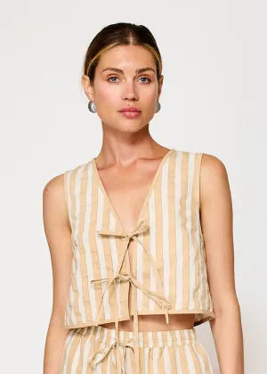 Kamari Striped Tie-Top - Ecru Taupe