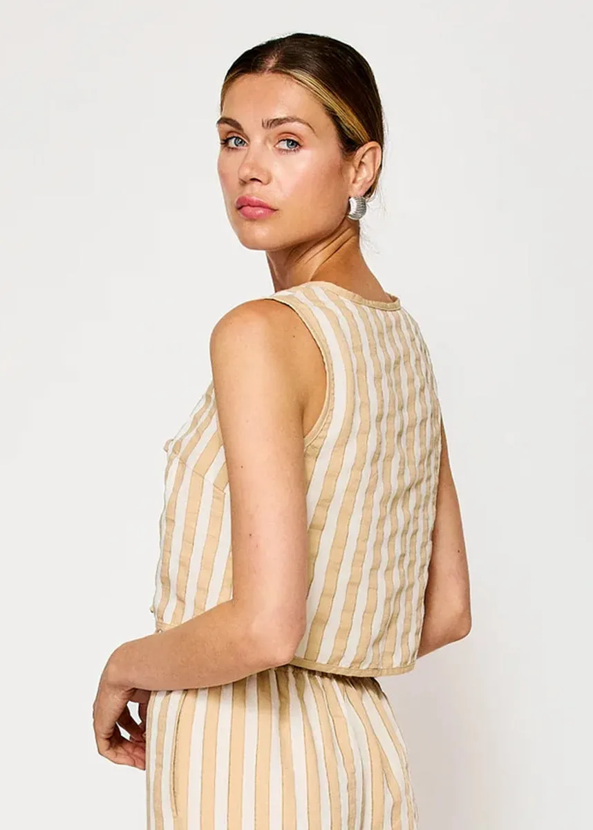 Kamari Striped Tie-Top - Ecru Taupe