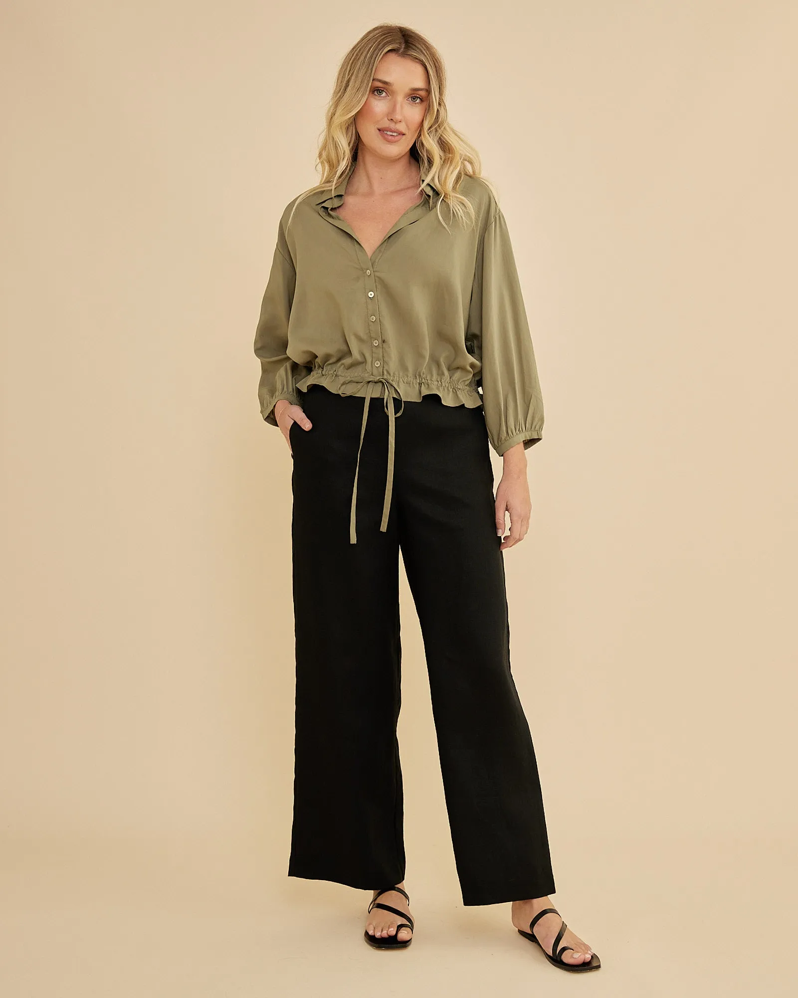 Kate Long Sleeve Top - Olive