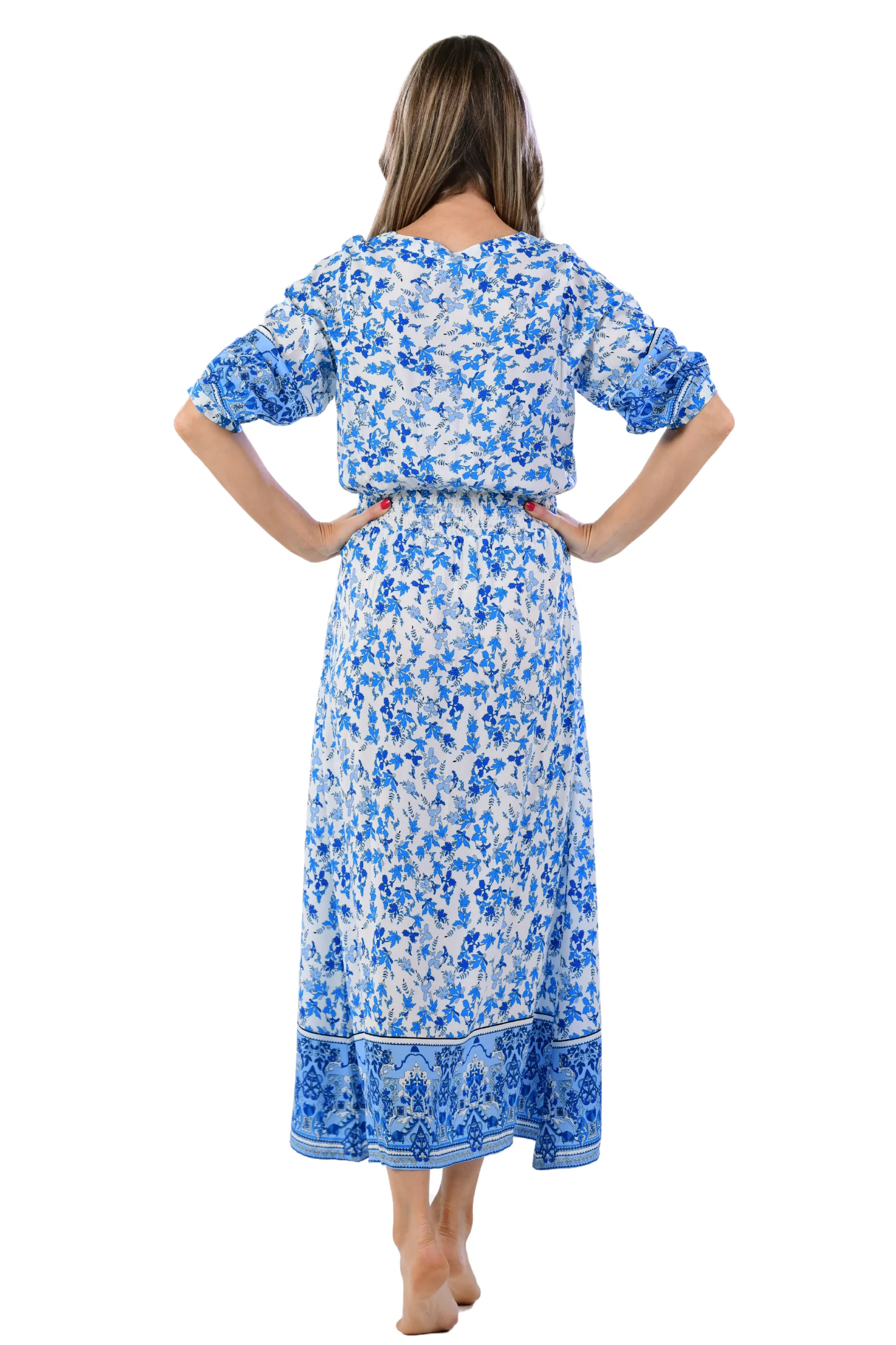 Kelsey Dress Long / Cobalt Floral