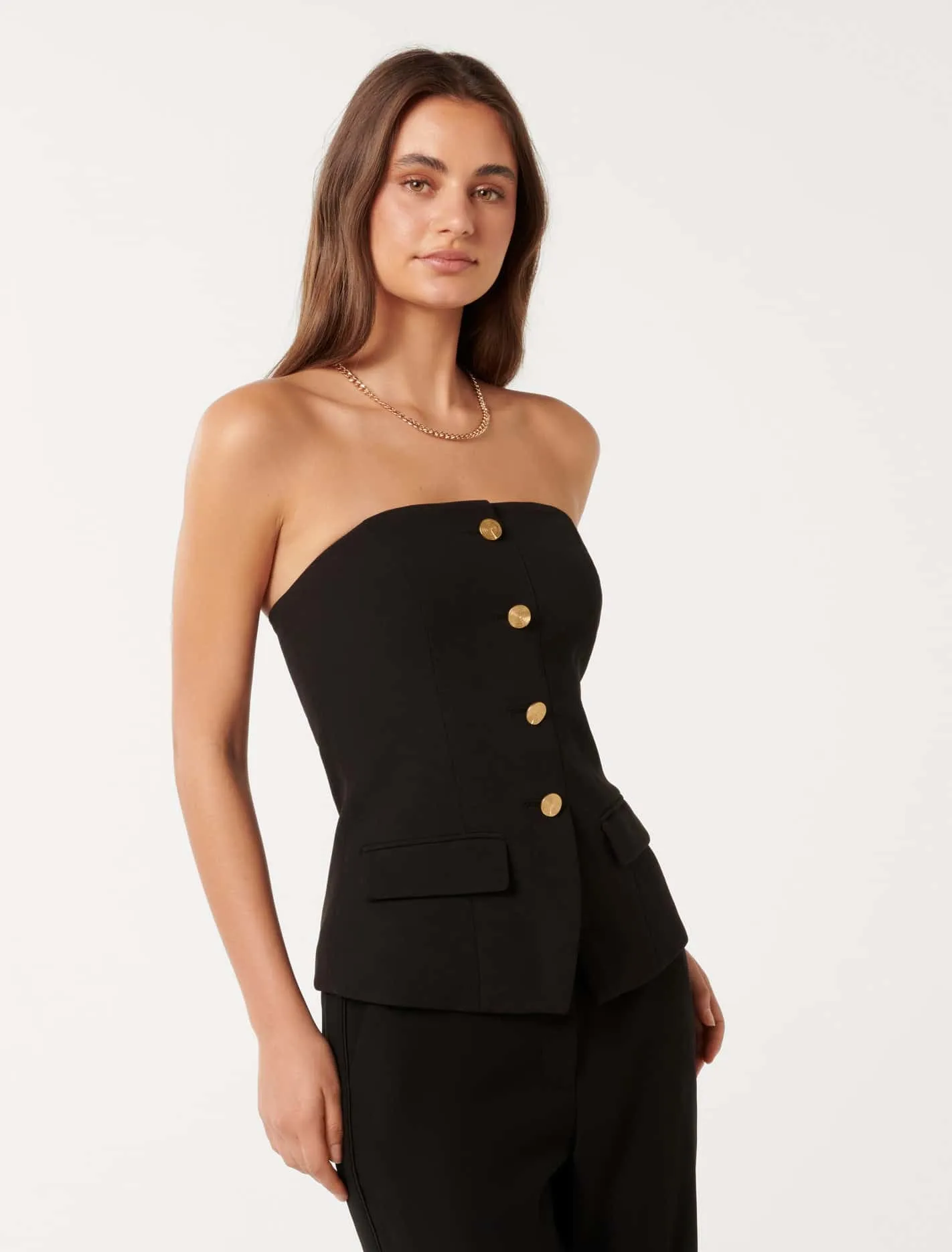 Kendra Button Front Bustier Top