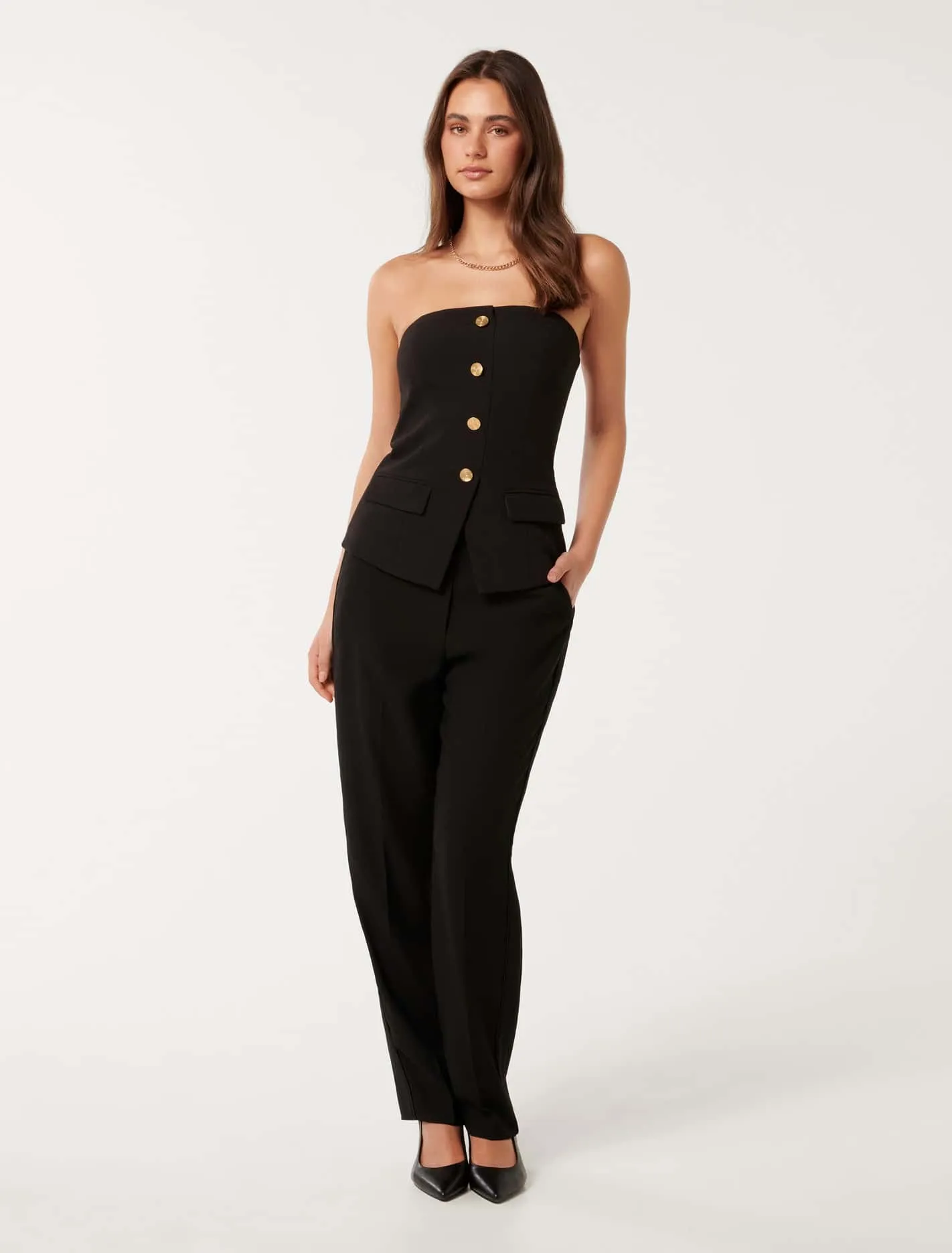 Kendra Button Front Bustier Top