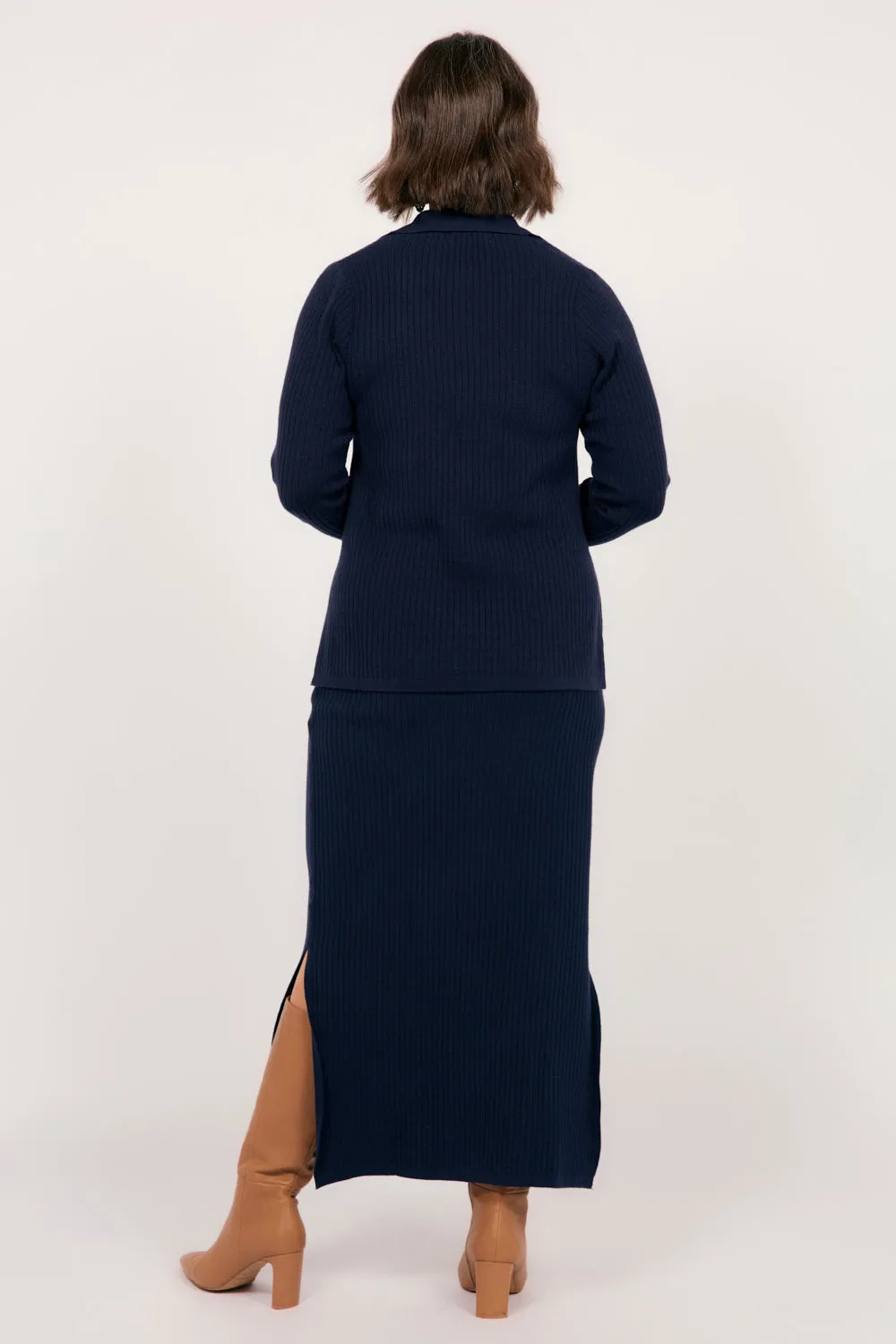 Knitted Cardigan in Navy