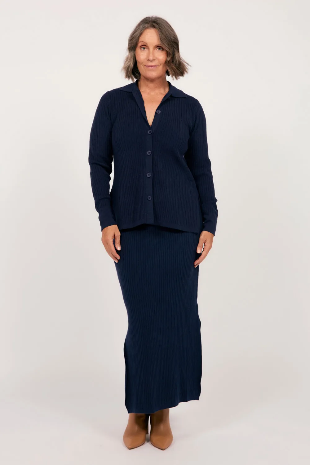 Knitted Cardigan in Navy