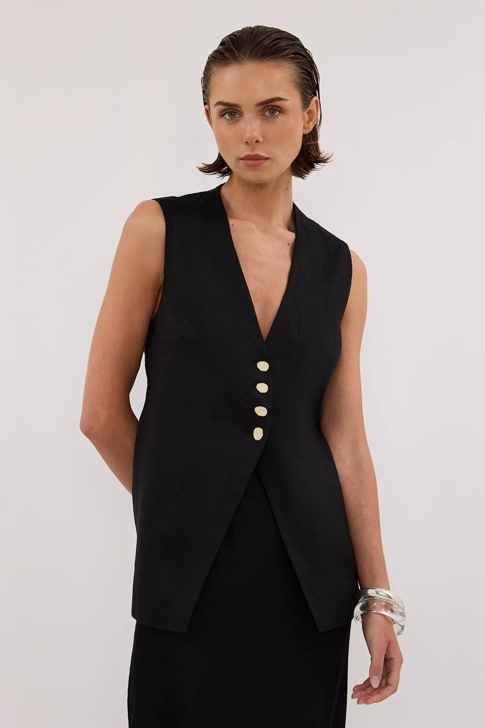 KNOX BLACK LINEN VEST