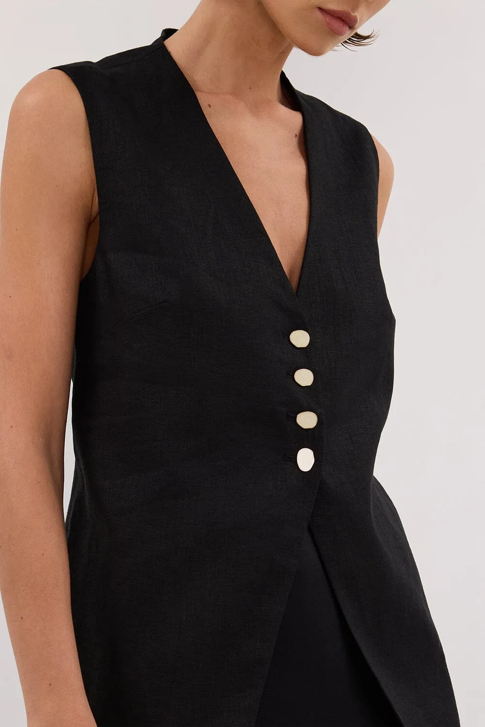KNOX BLACK LINEN VEST