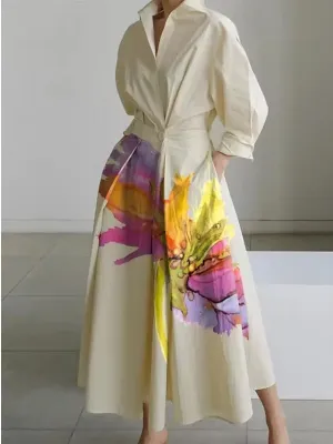Lapel Shirts Dress For Women