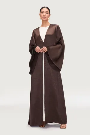 Liana Flare Sleeve Open Abaya - Black Coffee