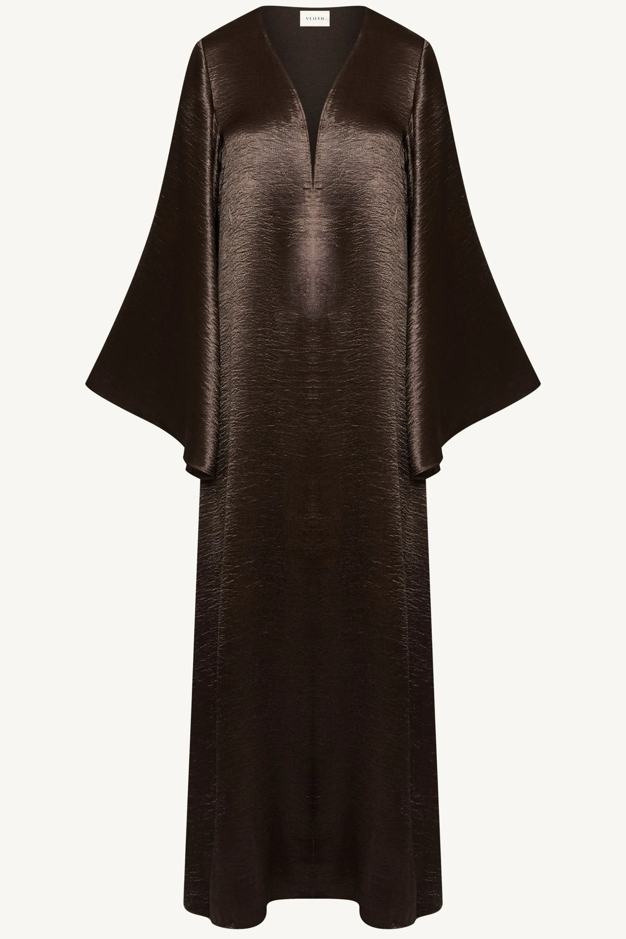 Liana Flare Sleeve Open Abaya - Black Coffee