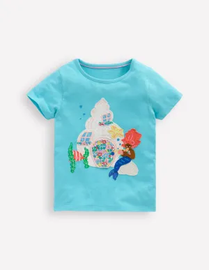 Lift The Flap Short Sleeve Top-Aquamarine Blue Mermaid
