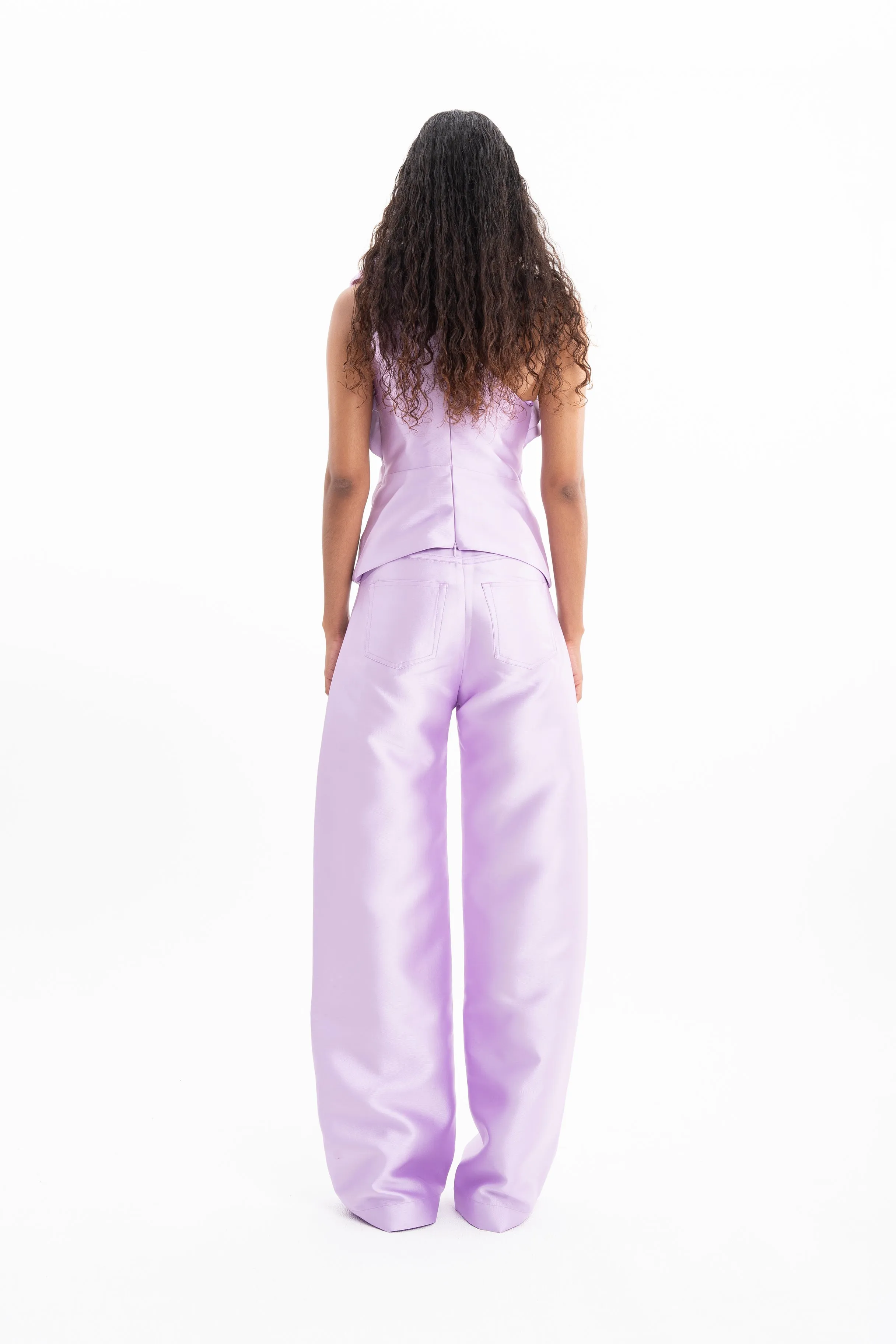 LILAC MIKADO SLEEVELESS DRAPED TOP