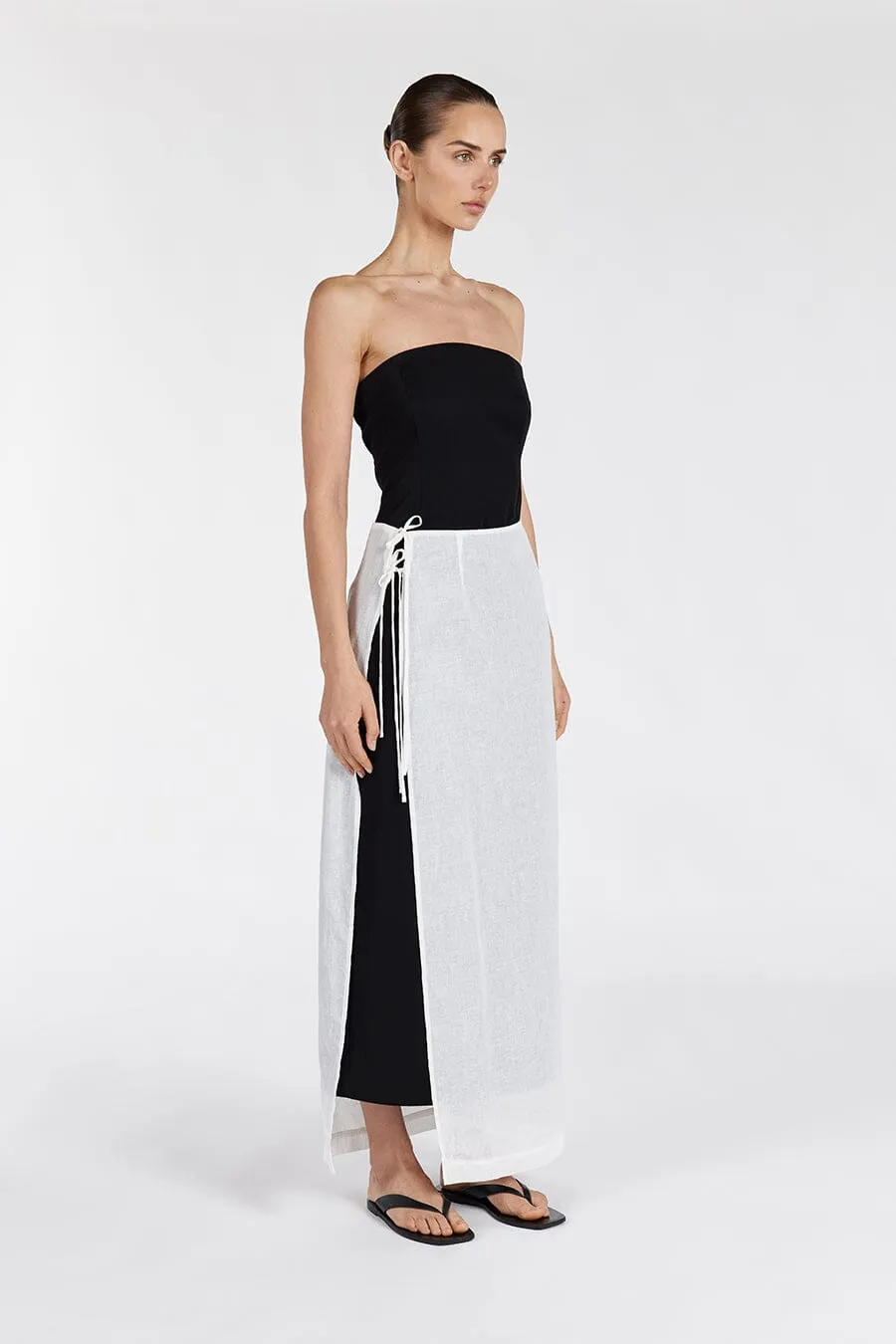 LINA WHITE SARONG SHEER SKIRT