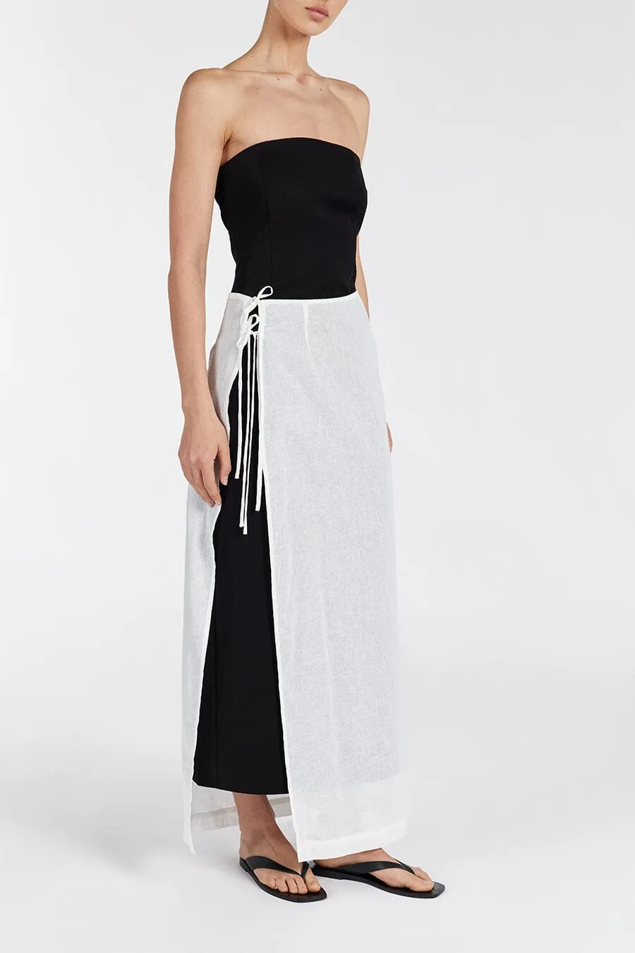 LINA WHITE SARONG SHEER SKIRT