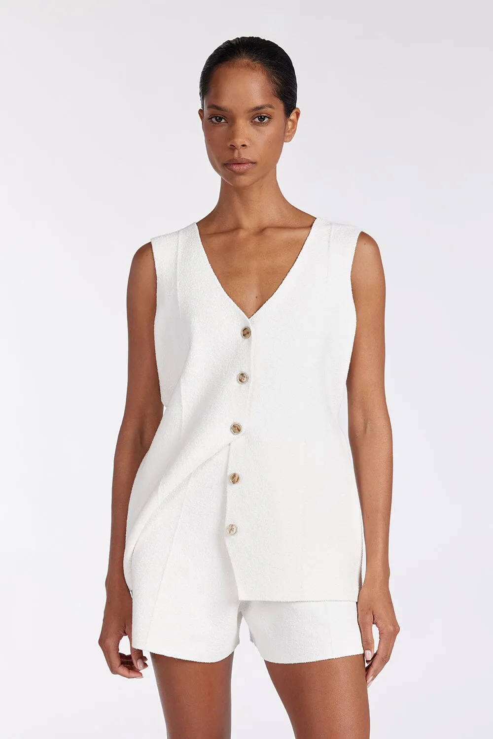 LISA OFF WHITE TAILORED KNIT SHORT