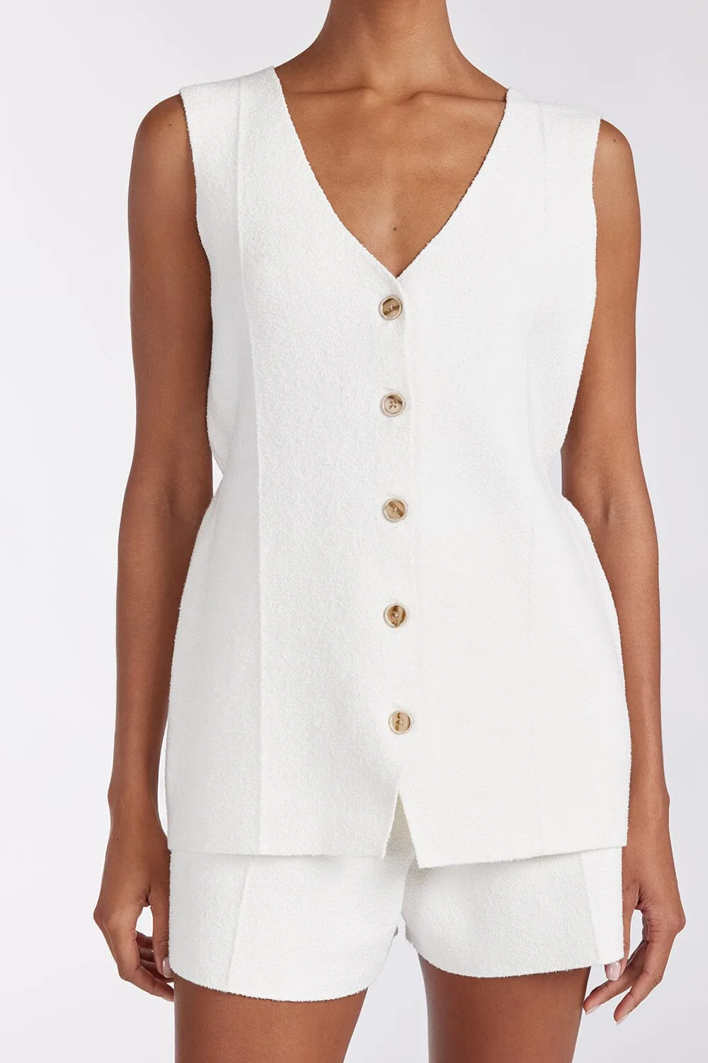 LISA OFF WHITE TAILORED KNIT SHORT