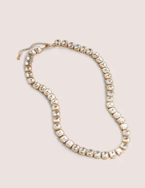 Long Jewelled Necklace-Clear
