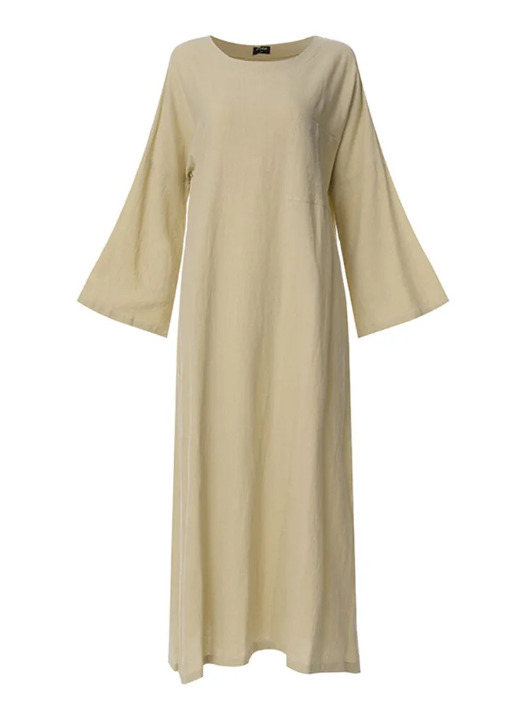 Loose Batwing Long Shirt Split Hem Jumpers Kaftan Women Maxi Dress