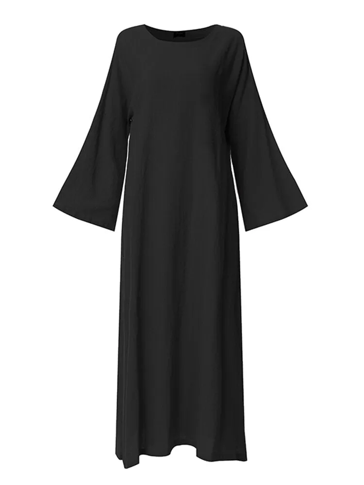 Loose Batwing Long Shirt Split Hem Jumpers Kaftan Women Maxi Dress