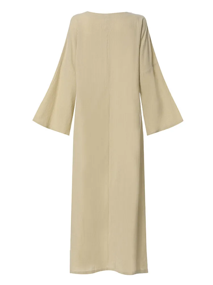 Loose Batwing Long Shirt Split Hem Jumpers Kaftan Women Maxi Dress