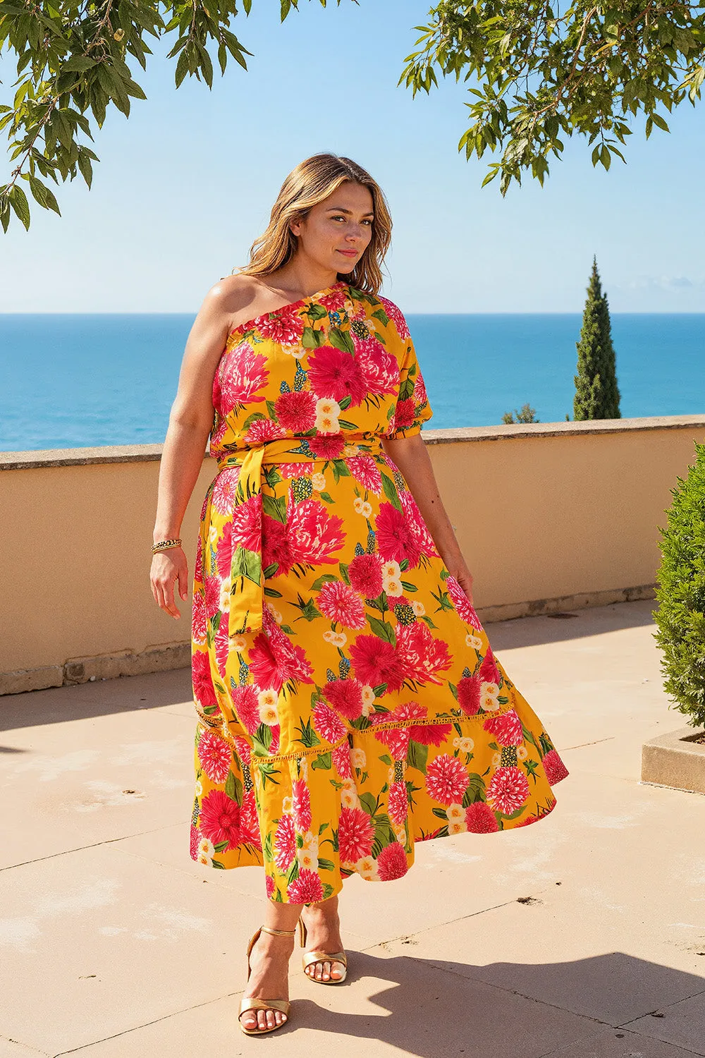 Lou Lou Tiered Dress in Dreaming Dahlias