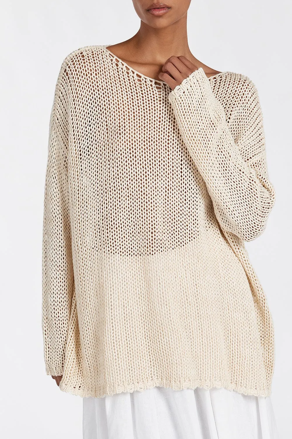 LOU NATURAL MARLE OPEN WEAVE JUMPER