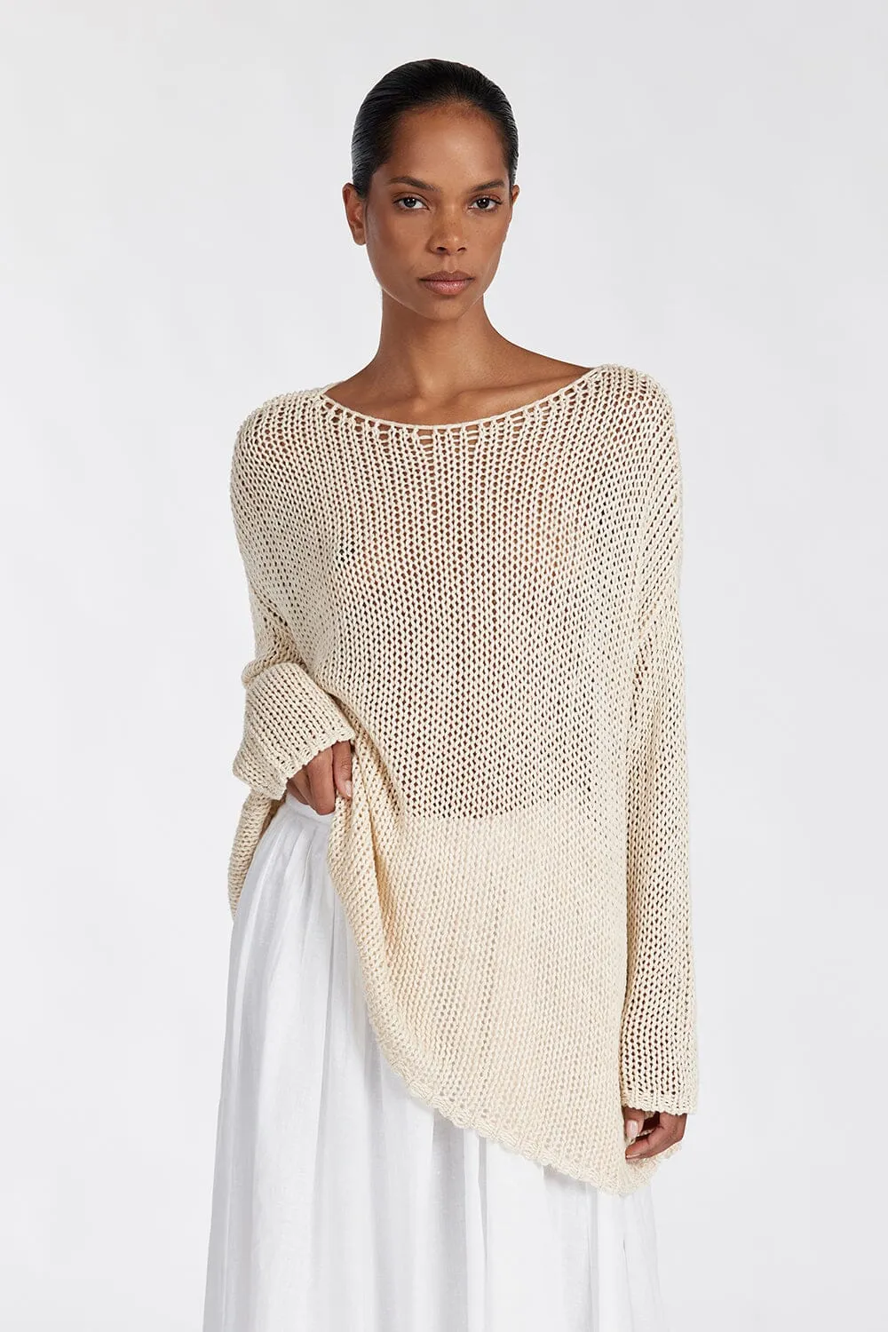 LOU NATURAL MARLE OPEN WEAVE JUMPER