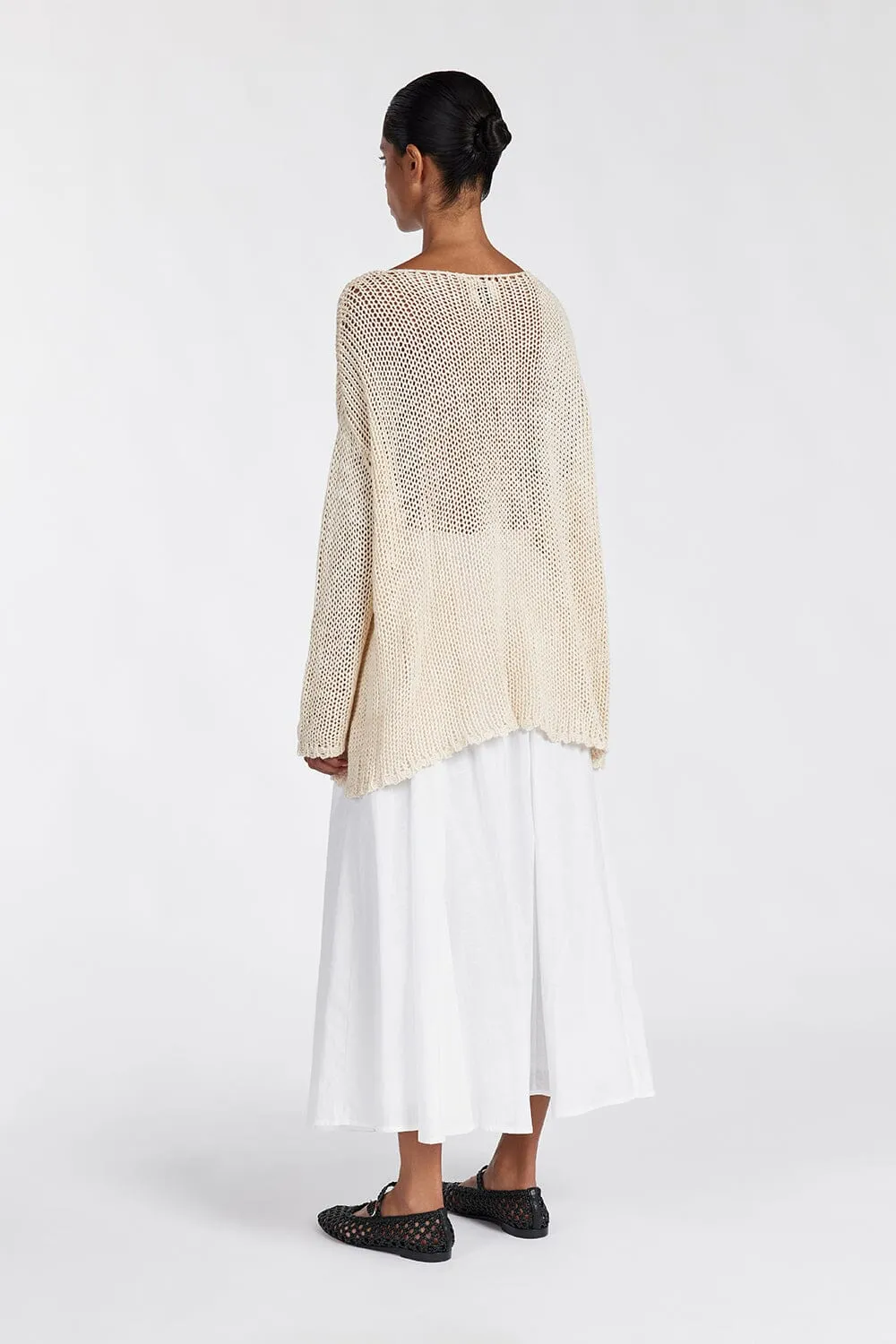 LOU NATURAL MARLE OPEN WEAVE JUMPER