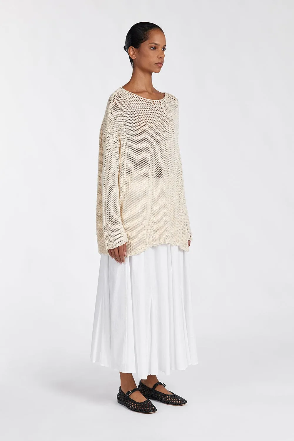 LOU NATURAL MARLE OPEN WEAVE JUMPER