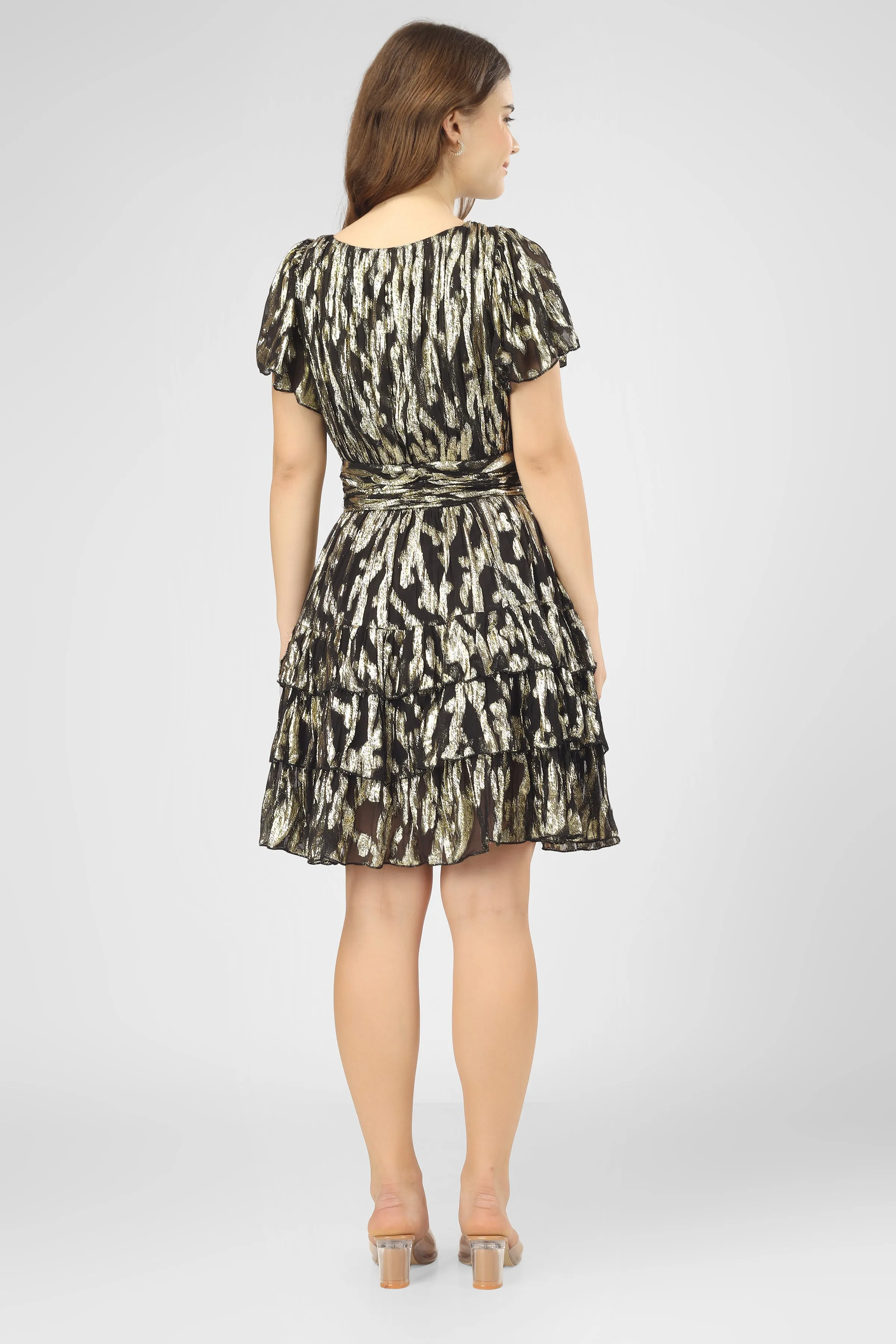 Madison Black Metallic Printed Mini Dress