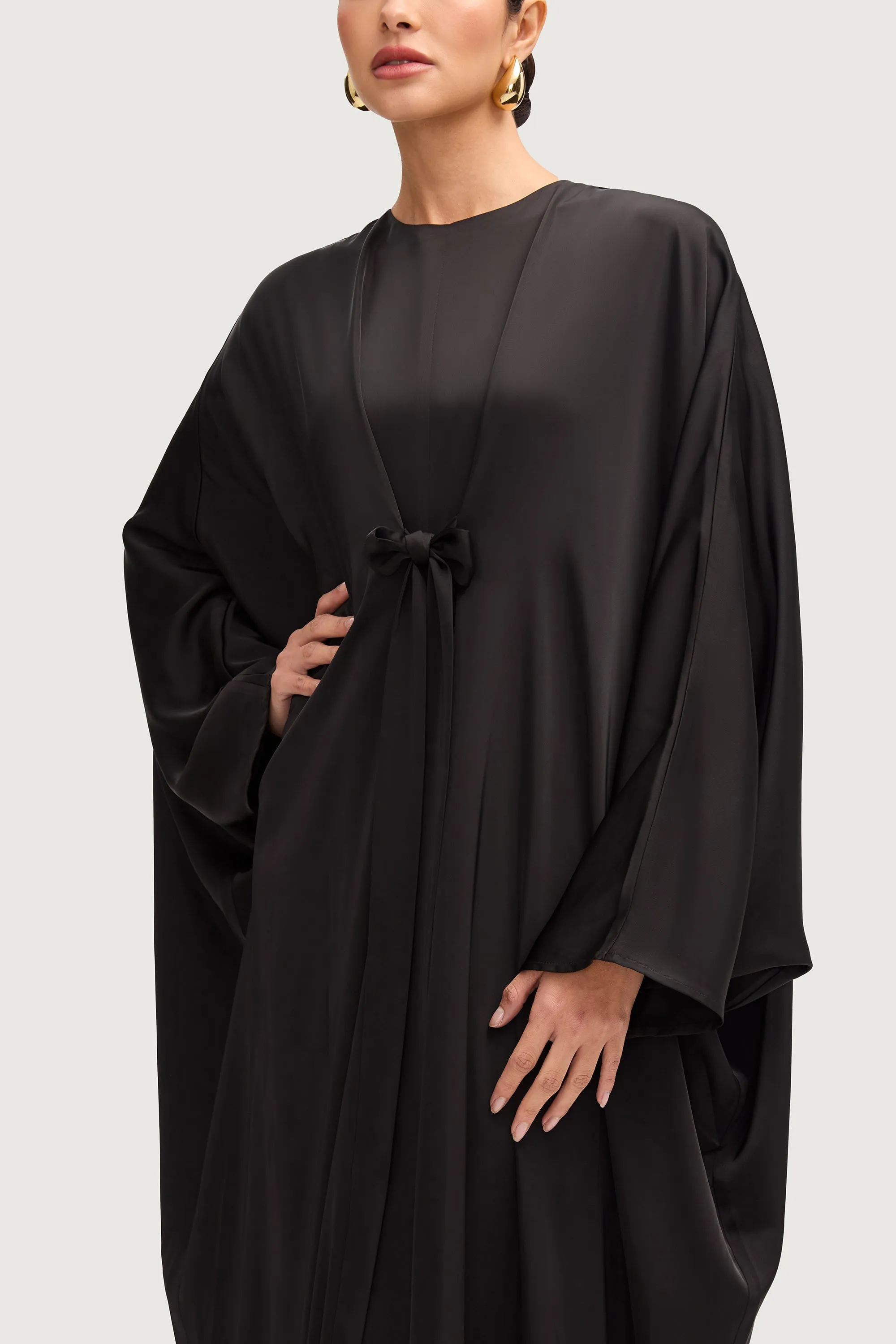 Maha Tie Front Kaftan - Black