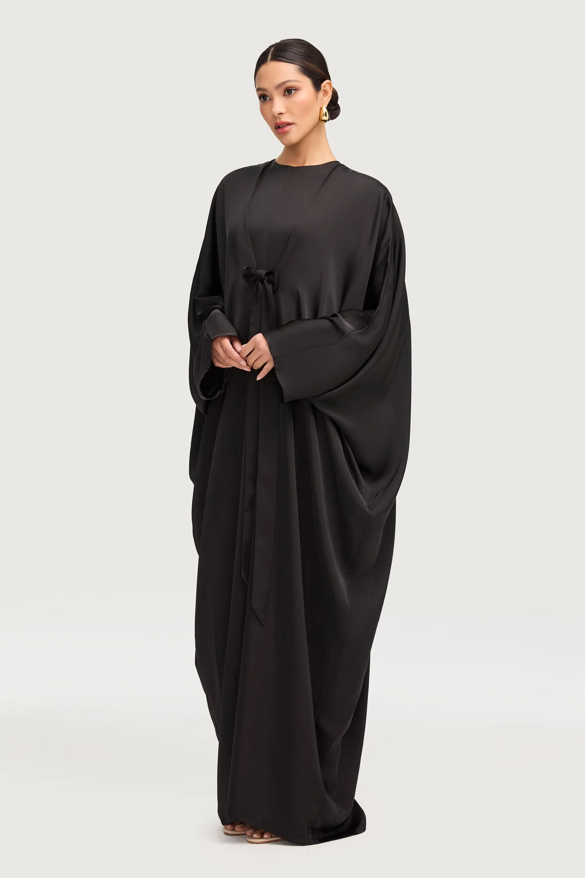 Maha Tie Front Kaftan - Black