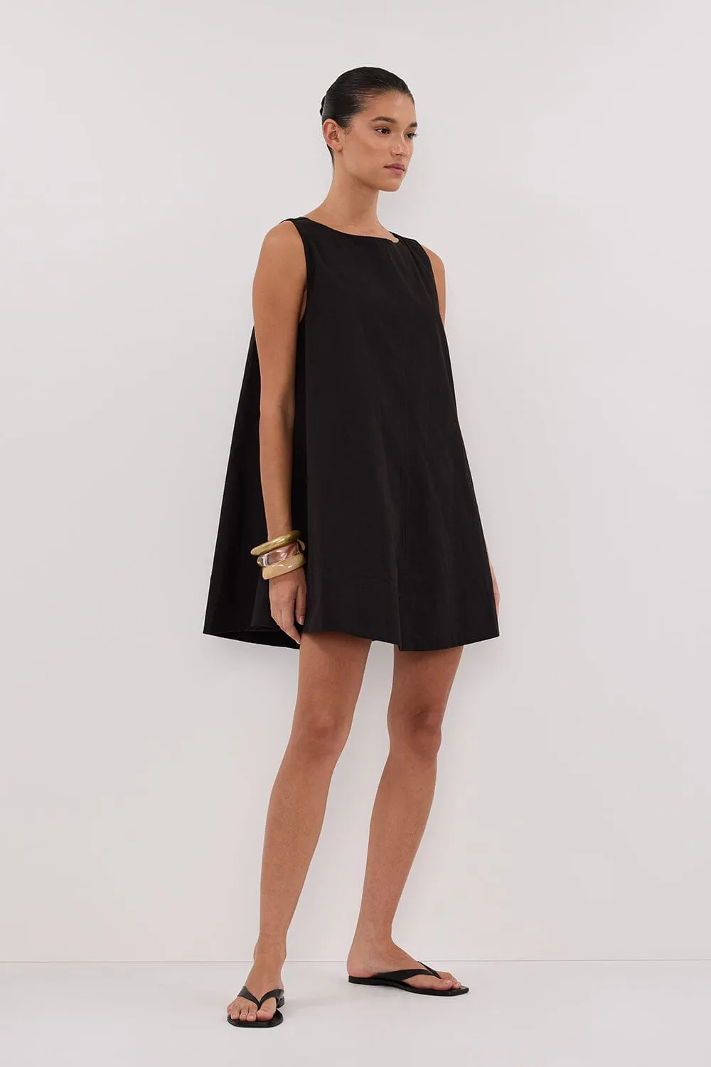MAISIE BLACK POPLIN MINI DRESS