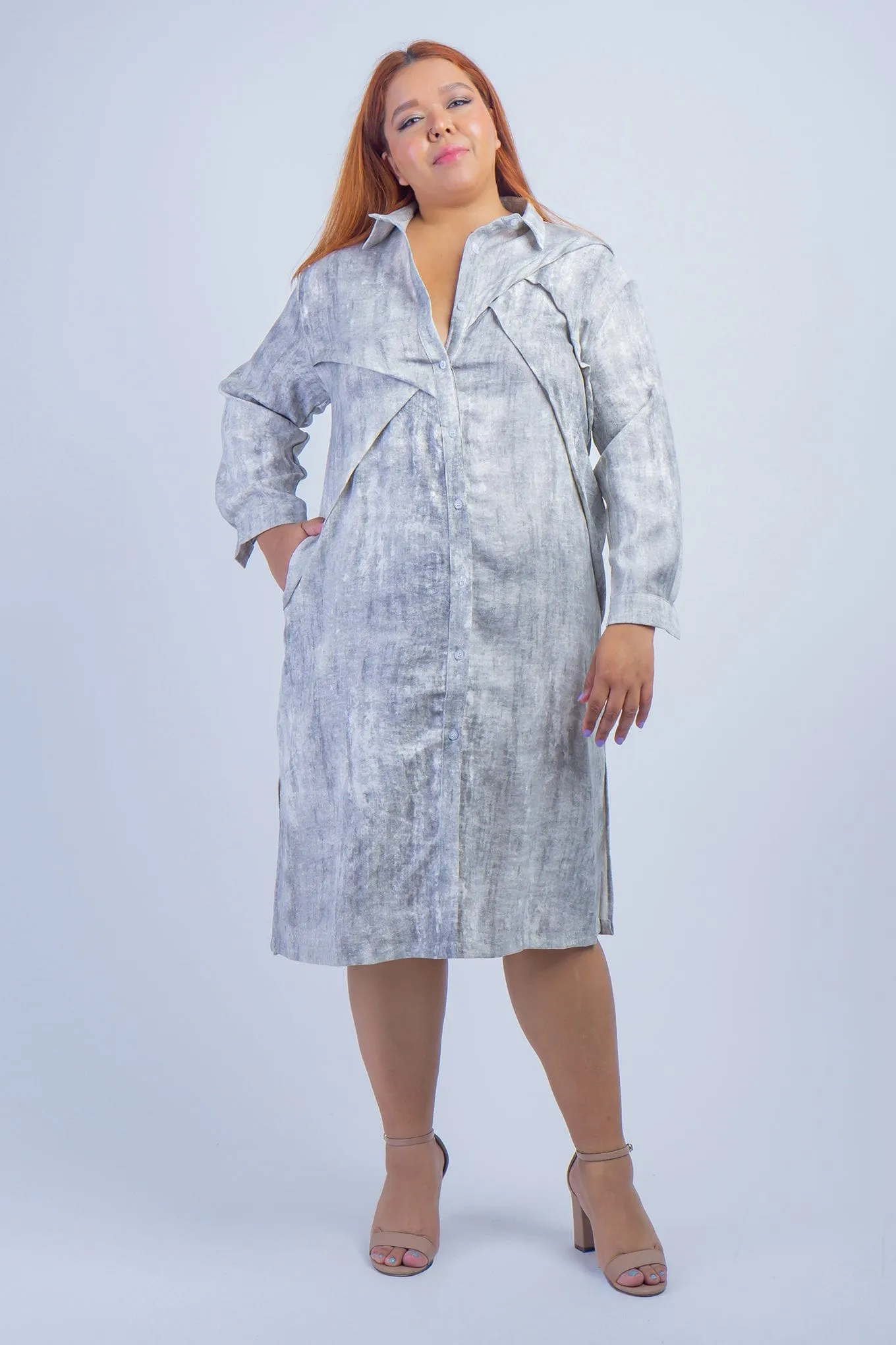 Marble Taupe Shirt Dress