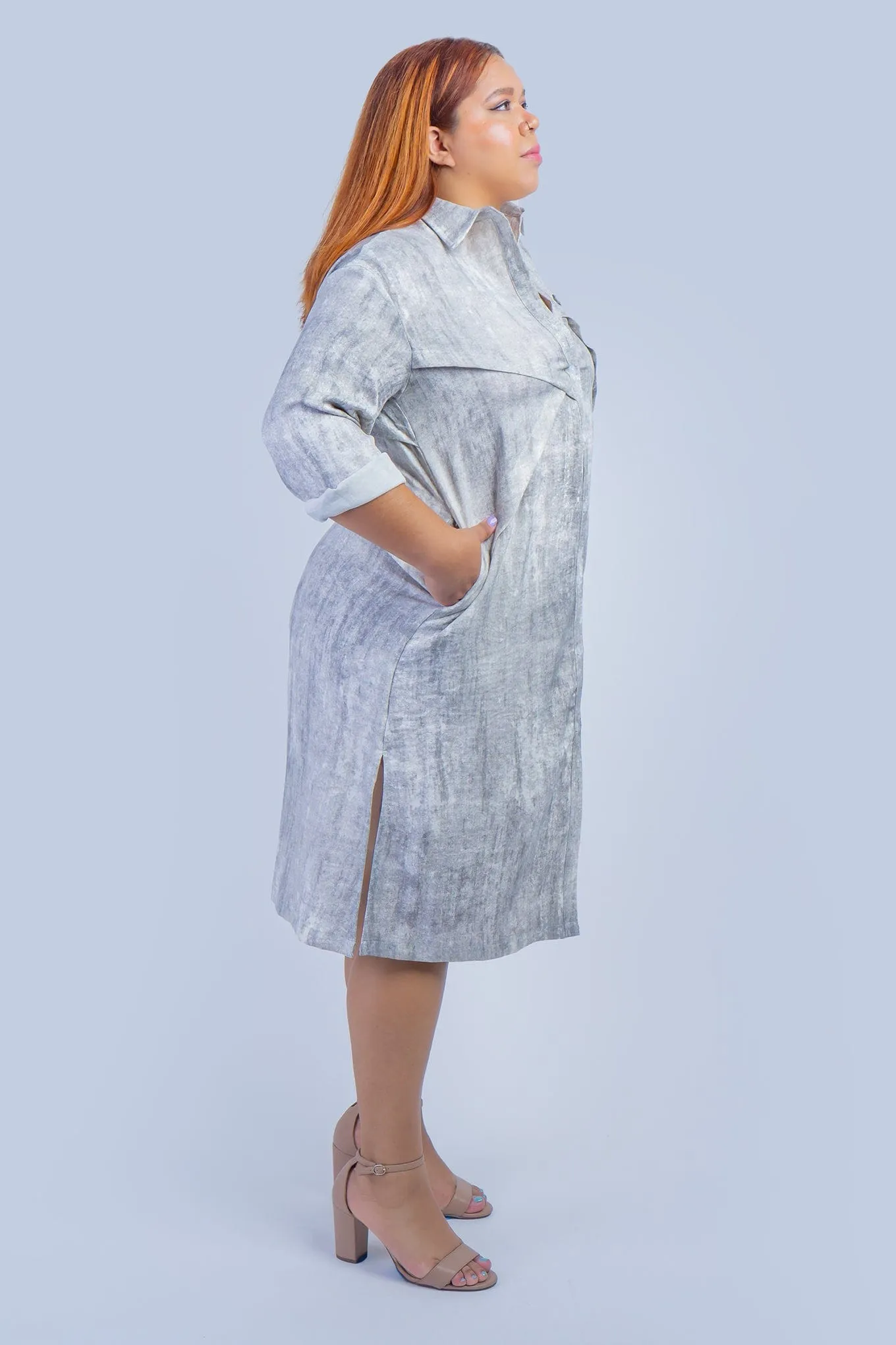 Marble Taupe Shirt Dress