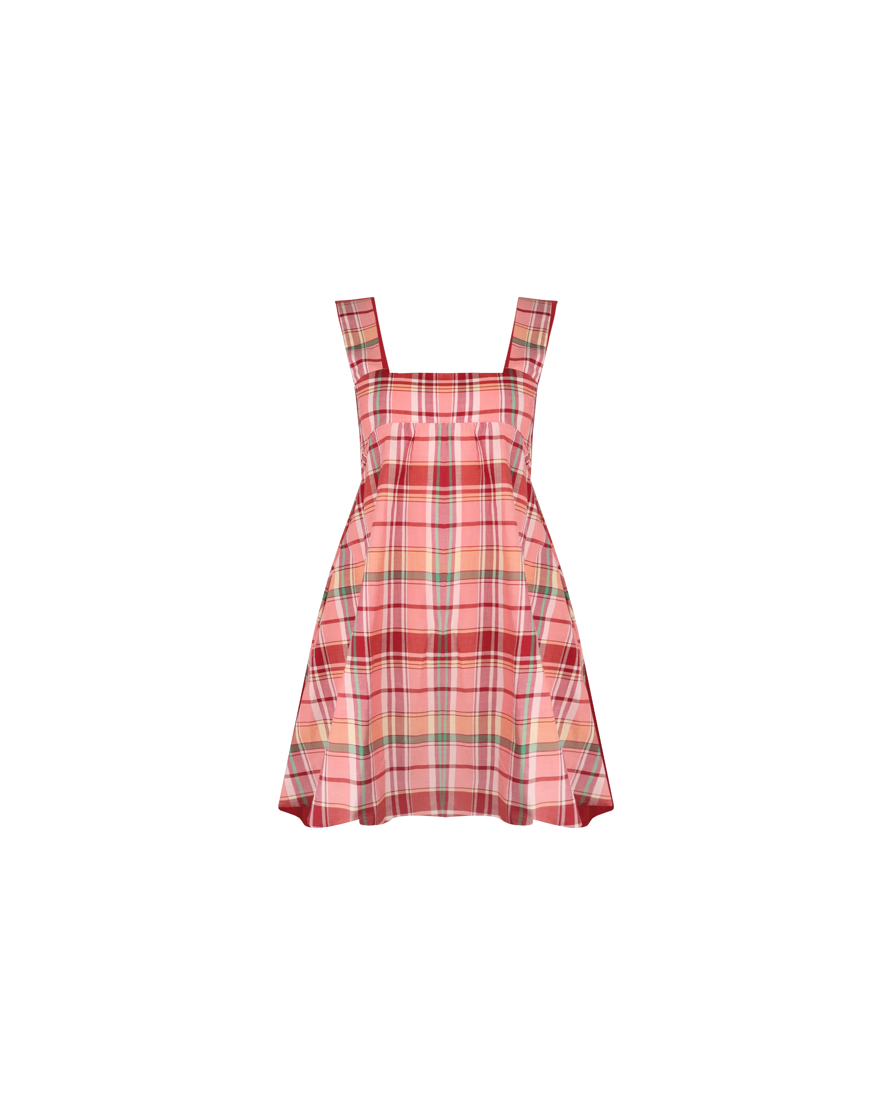 MARGIE TIE MINI DRESS PEACHIE TARTAN