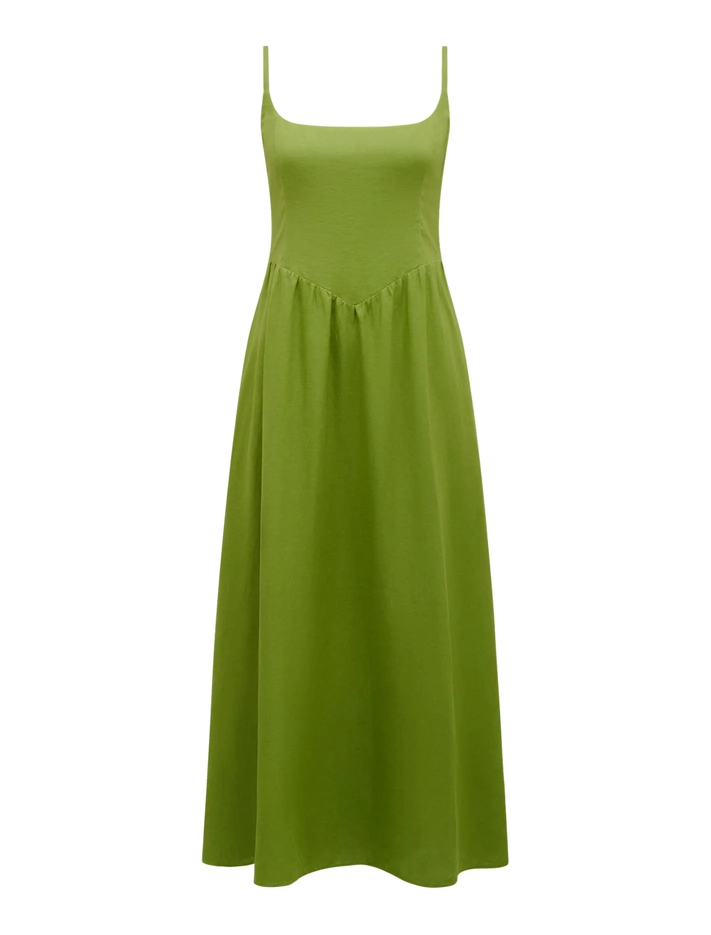 May Linen Square Neck Midi Dress
