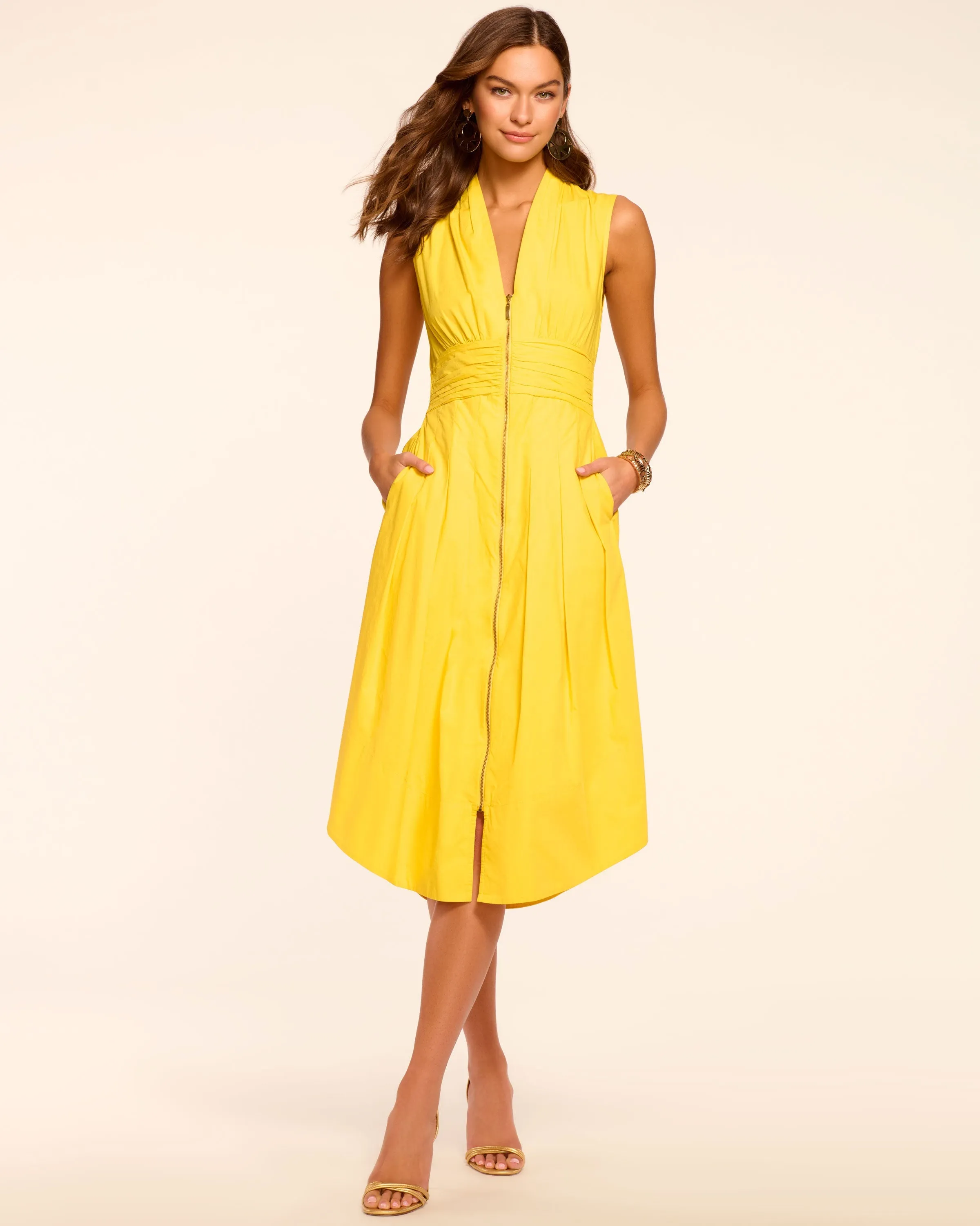 Meg Sleeveless Cotton Poplin Midi Dress