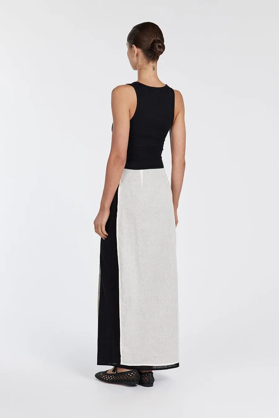 MEGAN CREAM/BLACK WRAP SKIRT