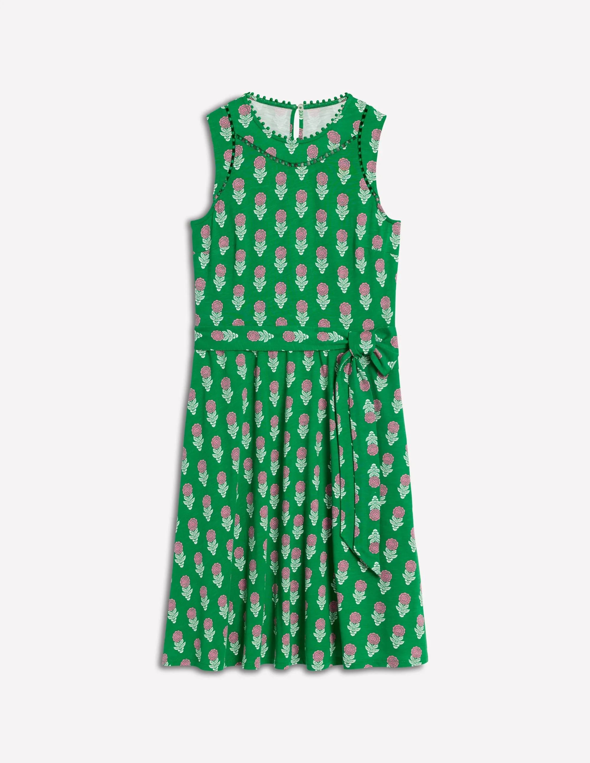 Mila Trim Short Jersey Dress-Rich Emerald. Dahila Sprig