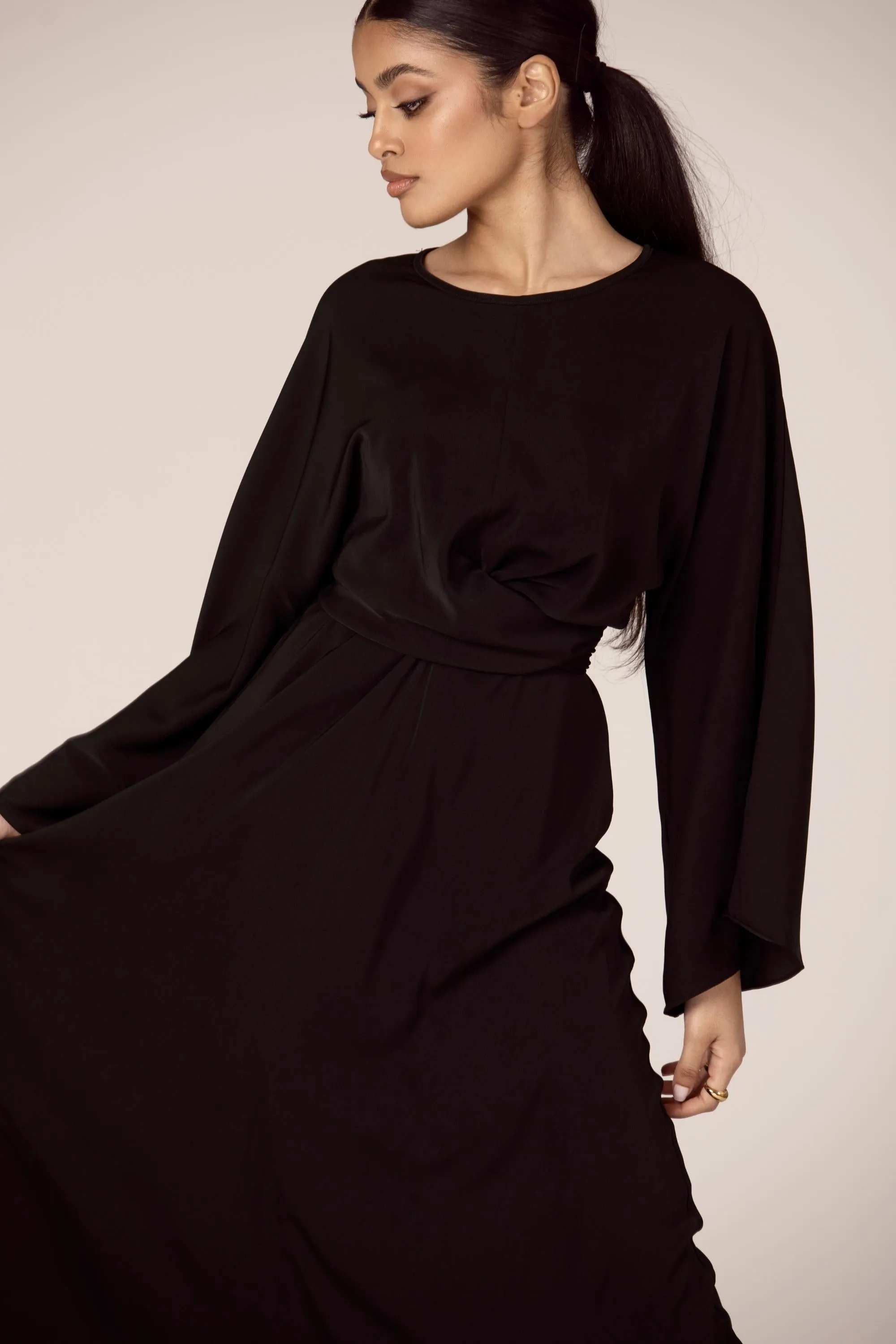 Mina Wrap Waist Maxi Dress - Black