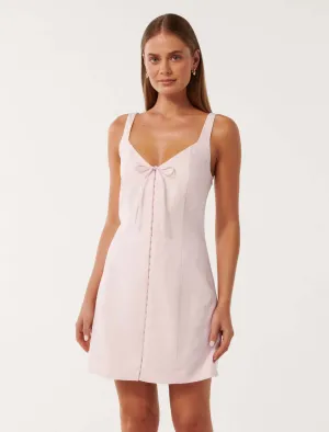 Monica Bow Front Hook & Eye Mini Dress