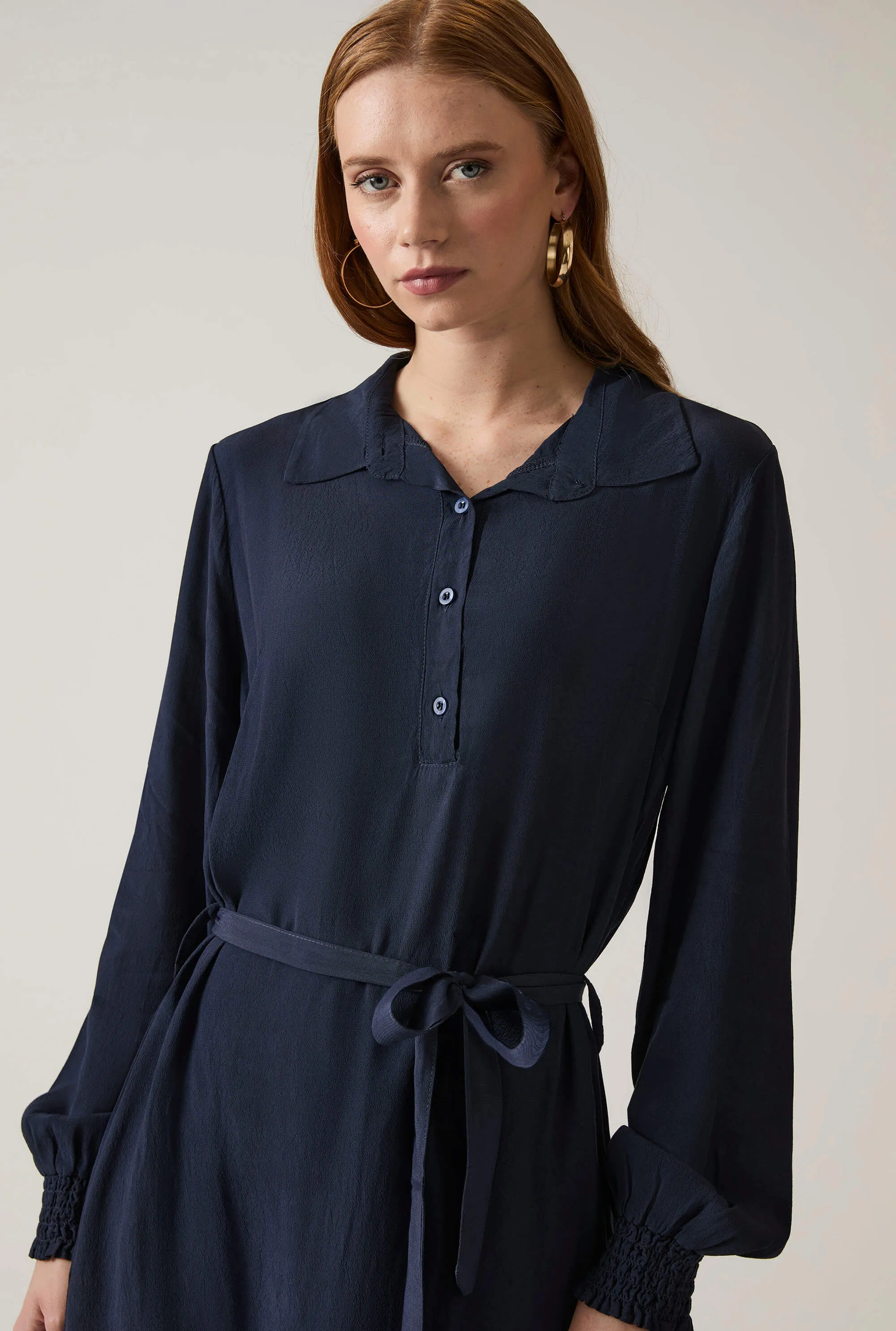 Navy Belted Dress