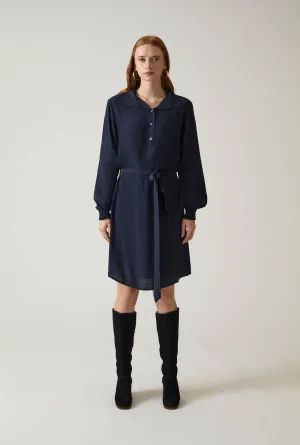 Navy Belted Dress