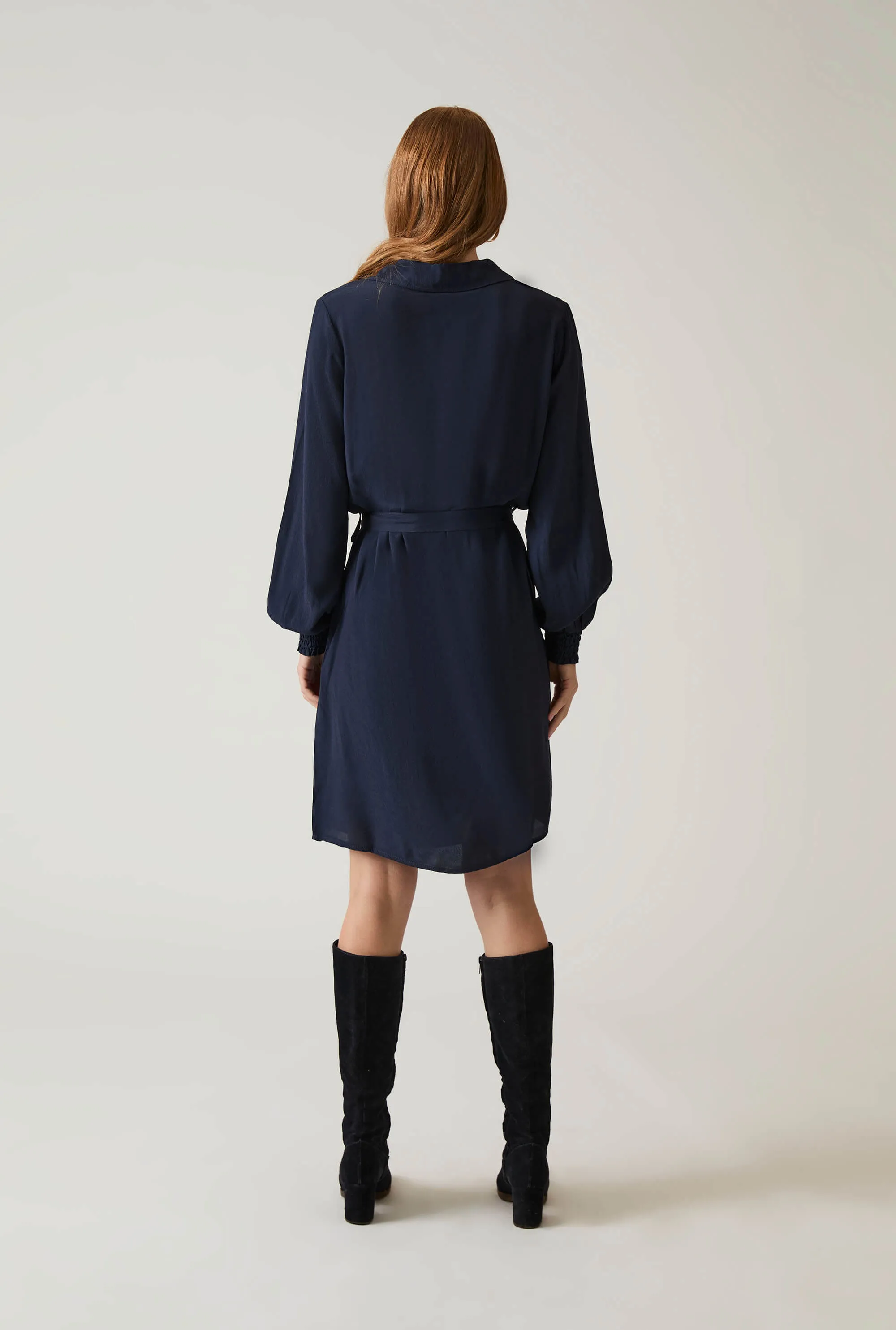 Navy Belted Dress