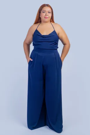 Navy Pleated High Waist Relaxing Leslie Pants