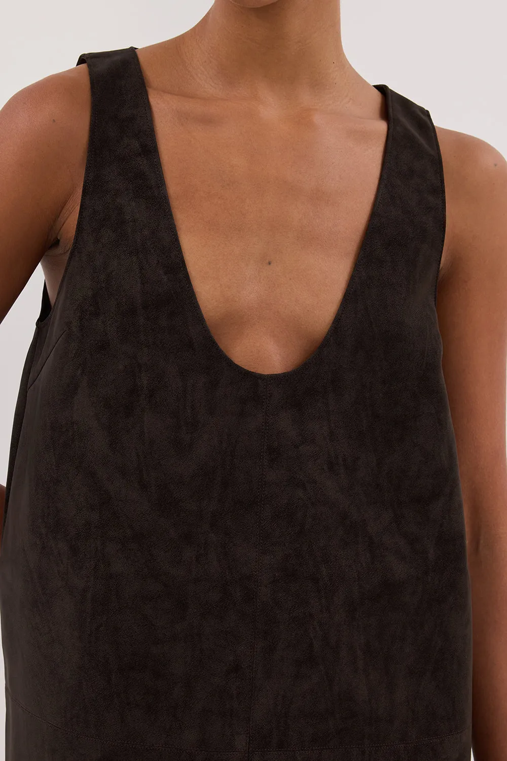 OAKLAND CHOC FAUX SUEDE MINI DRESS