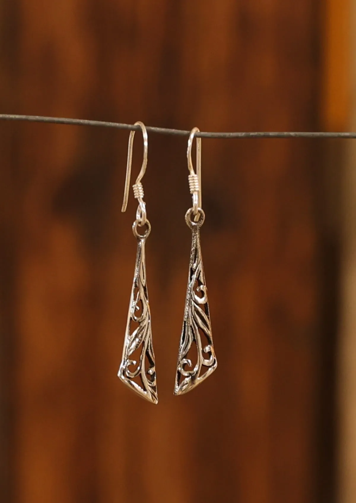 Obtuse Triangle Silver Drop Earrings