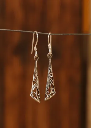 Obtuse Triangle Silver Drop Earrings