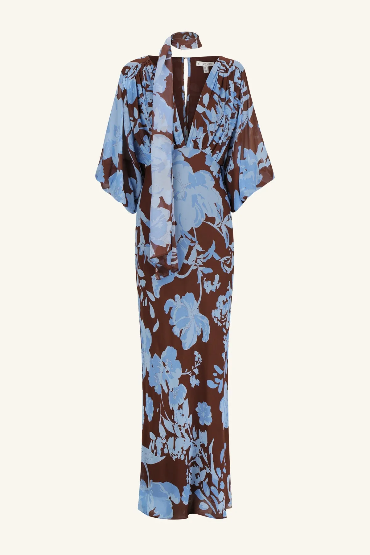 OLSON PLUNGE BALLOON SLEEVE MAXI DRESS