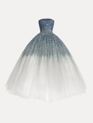 Ombré Sequin Embroidered Ball Gown
